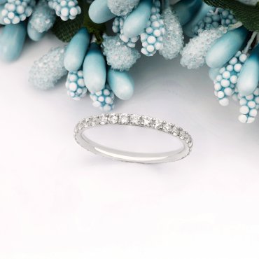 Обручальные кольца из белого золота с бриллиантами В-130 - превью 1