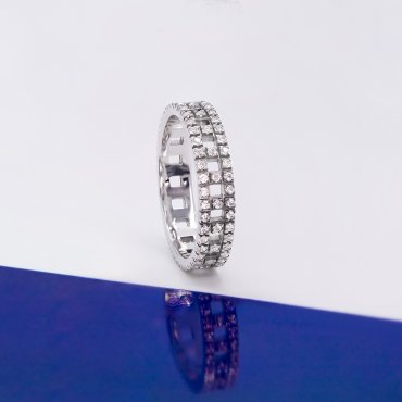 Обручальные кольца из белого золота с бриллиантами В-301 - превью 1