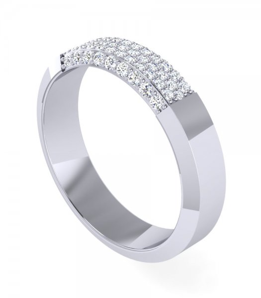 Обручальное кольцо с бриллиантами B-407 - превью 3