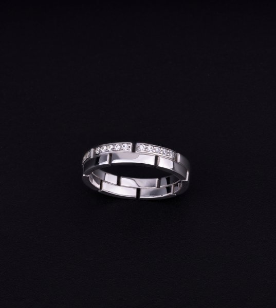 Обручальное кольцо с бриллиантами В-111 - фото