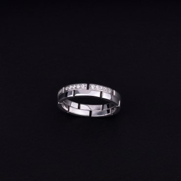 Обручальное кольцо с бриллиантами В-111 - фото