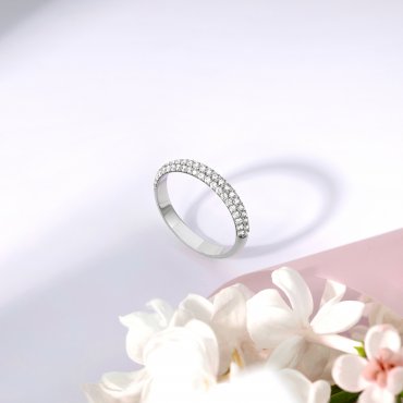 Обручальное кольцо с бриллиантами В-303 - фото