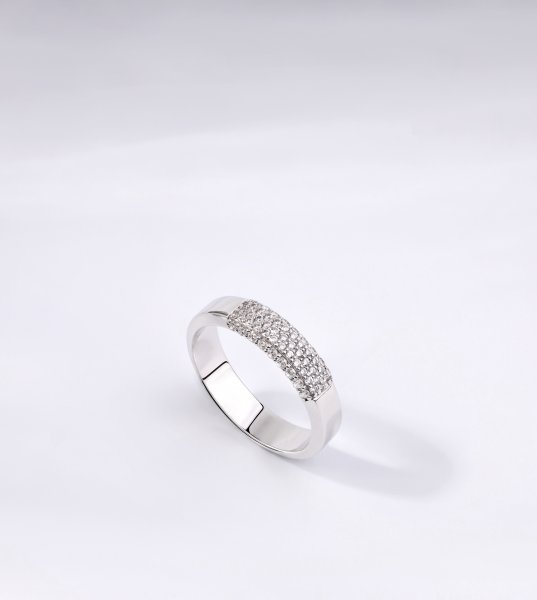 Обручальное кольцо с бриллиантами B-407 - фото