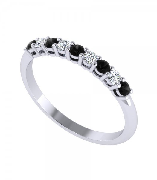 Обручальное кольцо с черными бриллиантами В-666 - фото