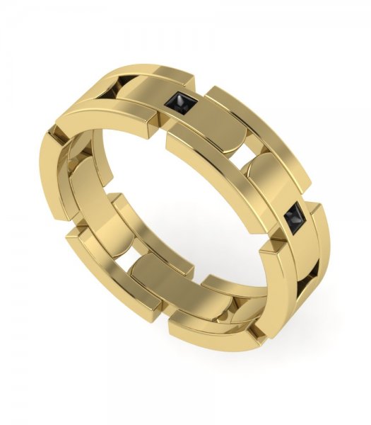 Обручальное кольцо с черными бриллиантами В-240-2 - превью 1