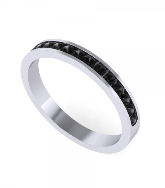 Обручальное кольцо с черными бриллиантами В-600 - фото