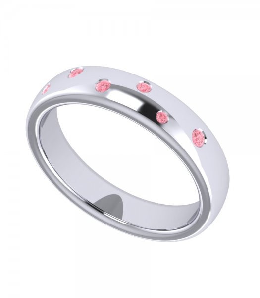 Обручальное кольцо с розовыми камнями В-360 - фото