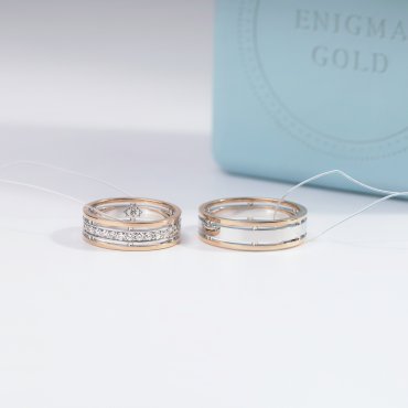 Обручальные кольца из белого золота с бриллиантами Е-601-BR - превью 1