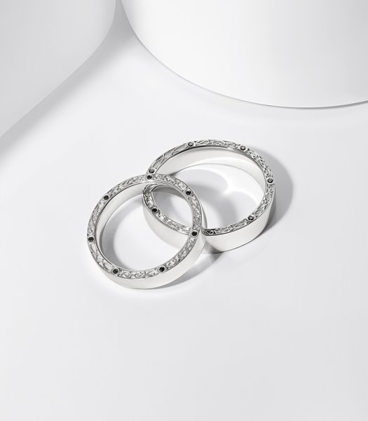 Необычные обручальные кольца на заказ Е-106-Pl - превью 1